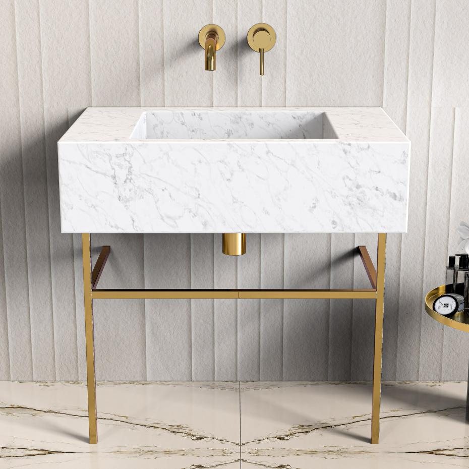Carrara Marble Vanity Unit - 600mm