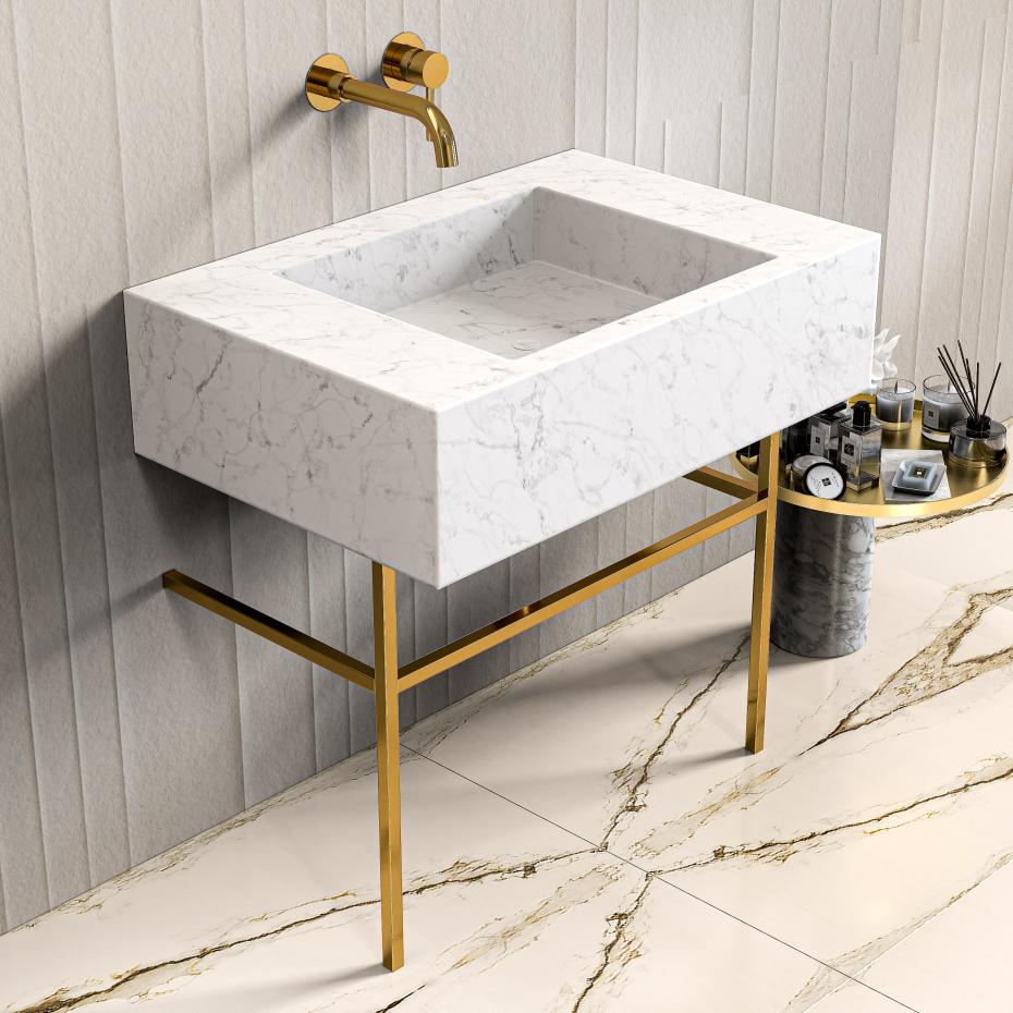 Carrara Marble Vanity Unit - 600mm