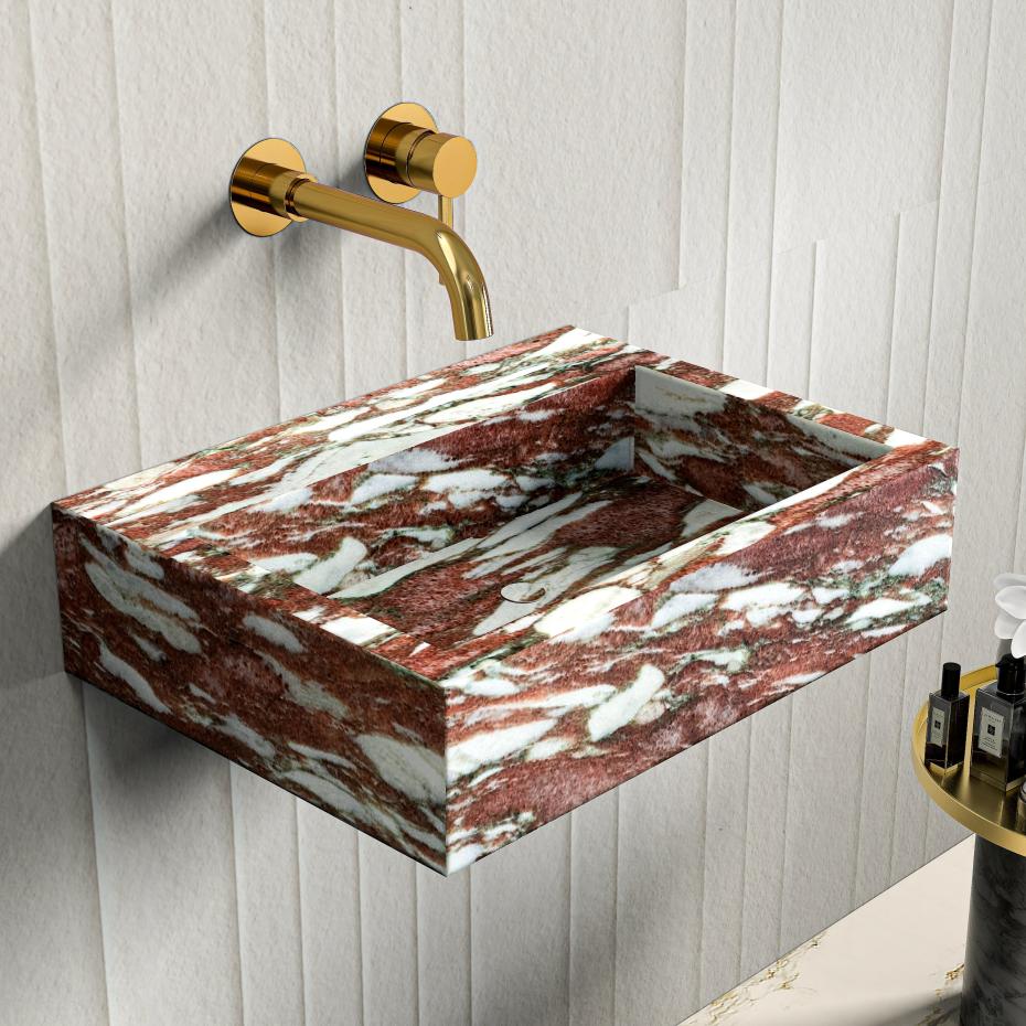 Rosa Norvegia Marble Wall Hung Basin - 600mm