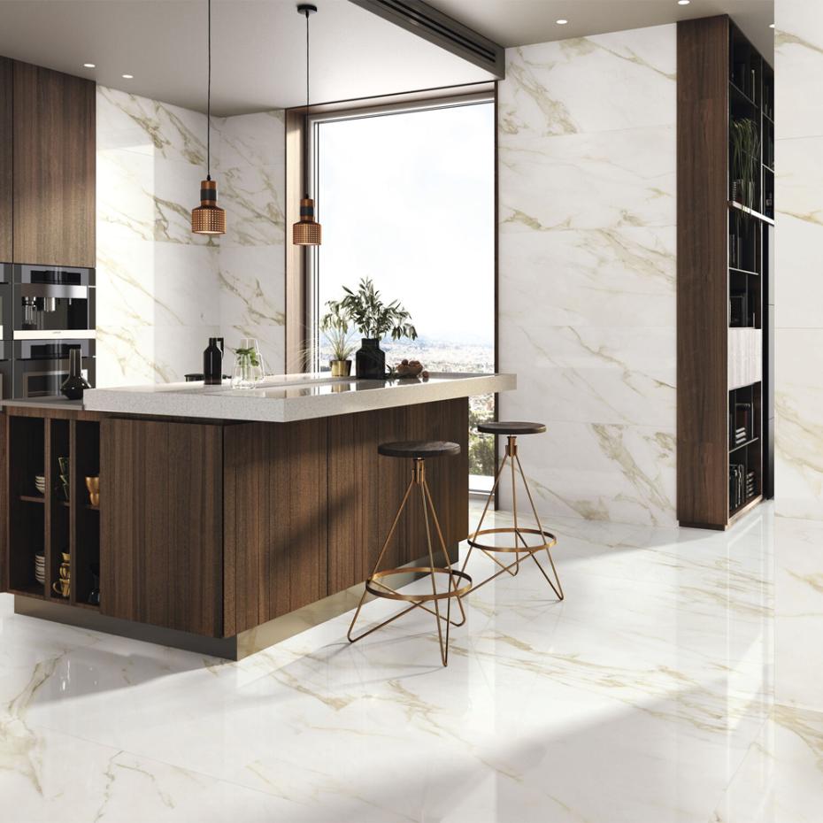 Adagio Gold Marble Non Slip Matt Porcelain Tiles - 1200x600mm