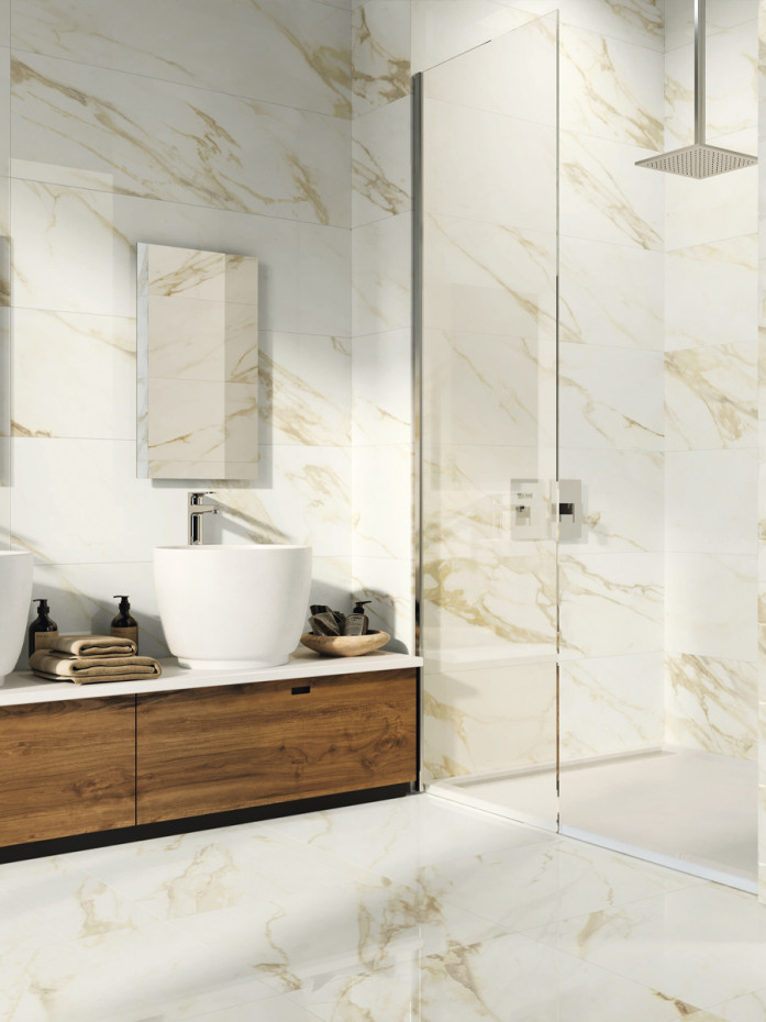 Adagio Gold Marble Gloss Porcelain Tile - 1200x600mm