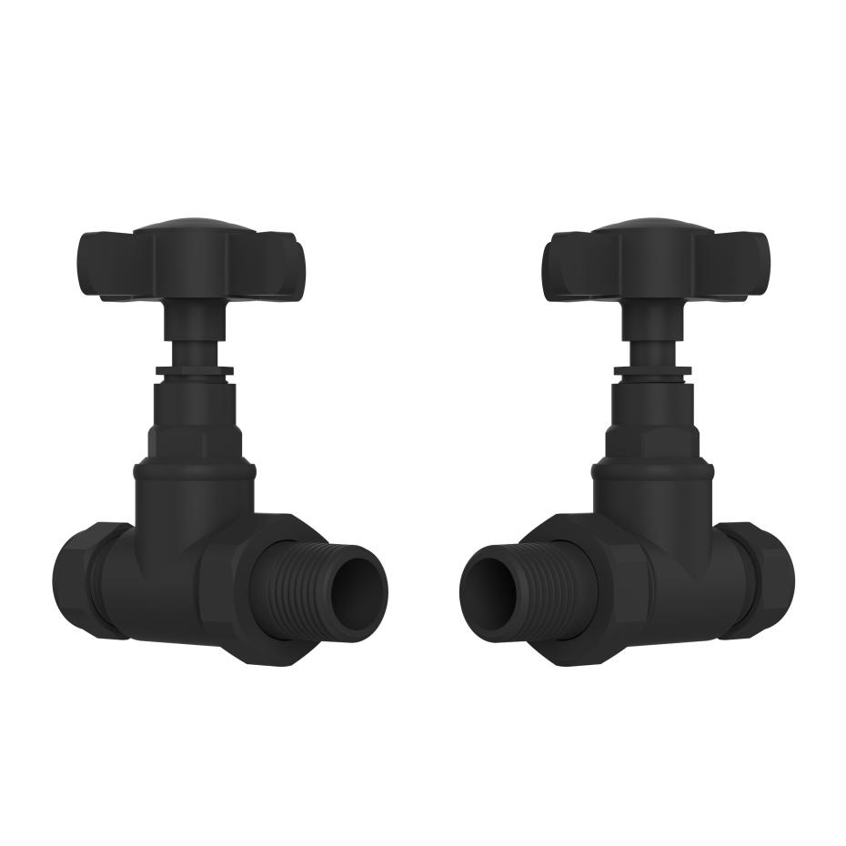 Black Traditional Radiator Valves (Pair) - 15mm