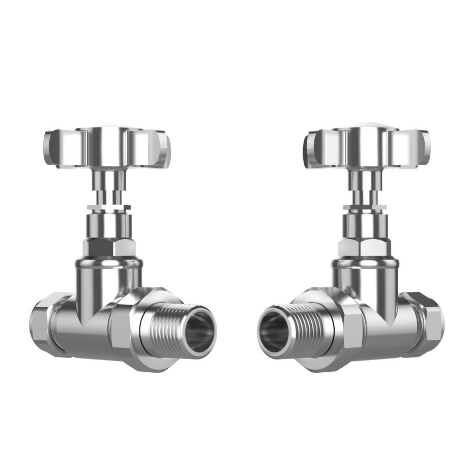 Polished Chrome Traditional Radiator Valves (Pair) - 15mm