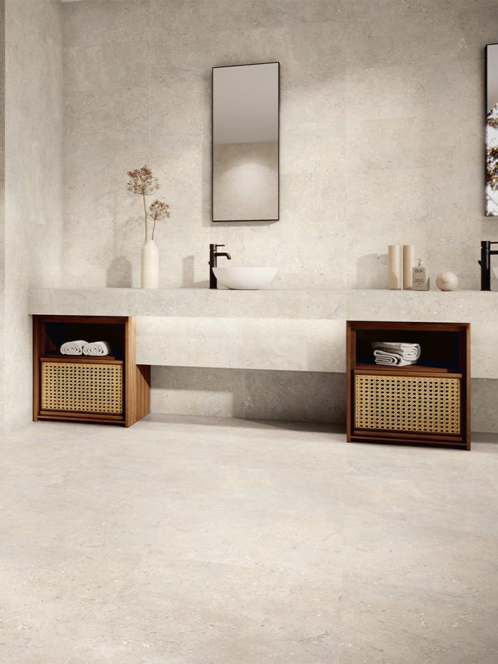 Amalfi Avorio Limestone Effect Porcelain Tile - 800x800m