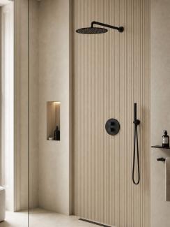 Amalfi Matt Black Thermostatic Shower with Hand Held Shower Head