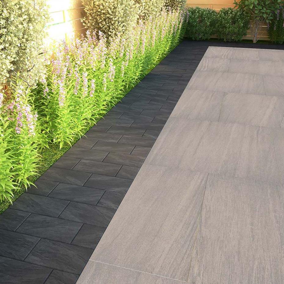Anthracite Outdoor Porcelain Cobble Setts - 200x100x20mm