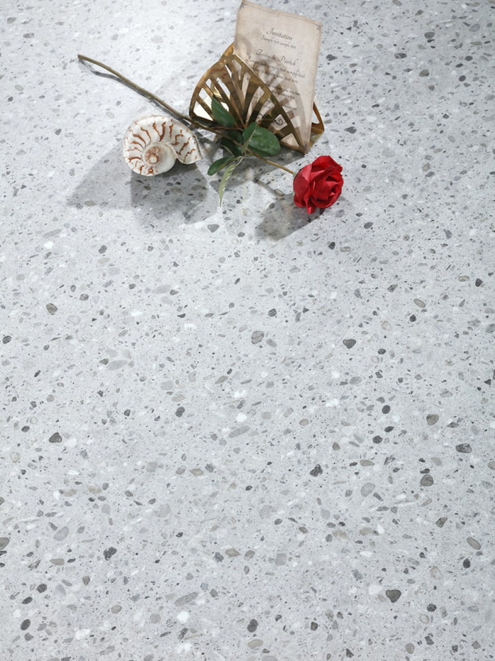 Arezzo Grey Terrazzo Click Vinyl Floor Tiles  - 950x475mm