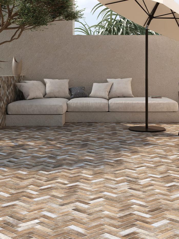 Bari Mix Herringbone Tile - 600x400mm