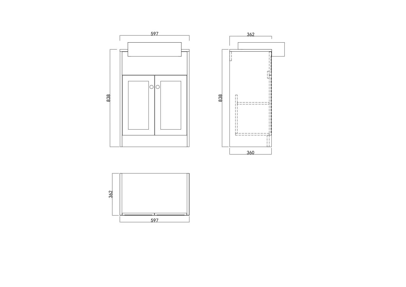 Manor Light Beige Freestanding Vanity Unit with Basin- 600mm