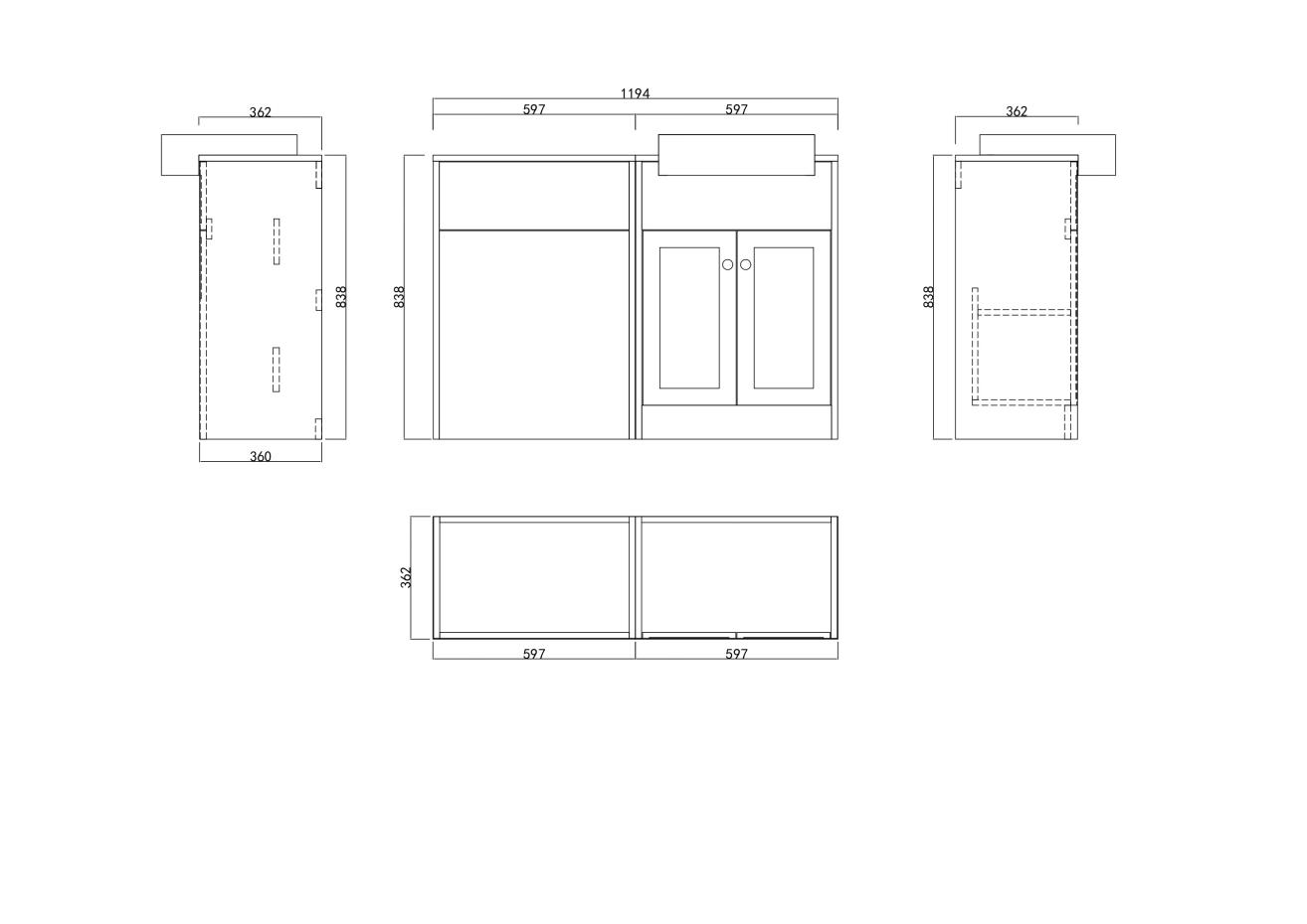 Manor Twilight Blue Combination Bathroom Suite - Vanity Unit with WC unit & Toilet - 1200mm