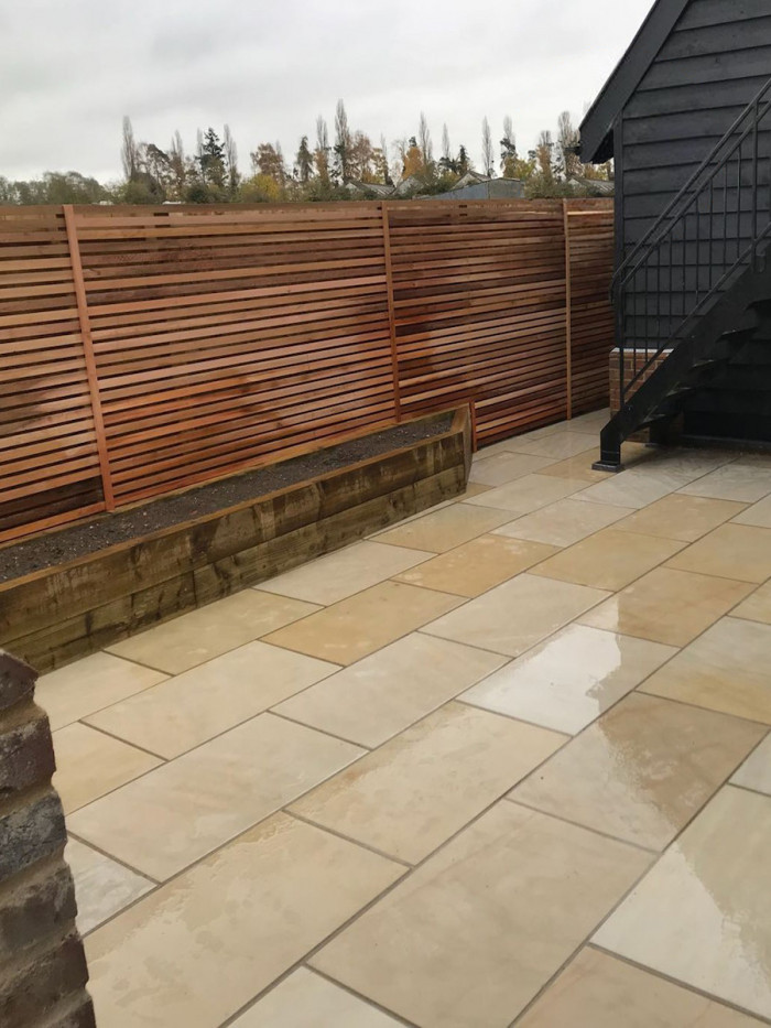 Beige Smooth & Sawn Sandstone Paving - 1200x600