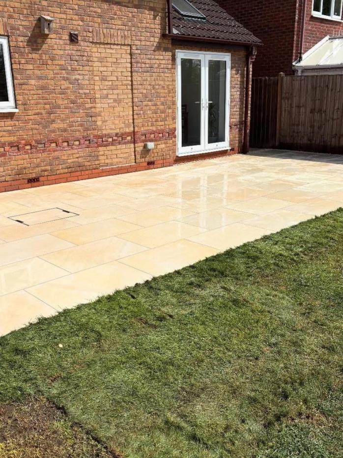 Beige Smooth Sandstone Effect Outdoor Porcelain Paving Slabs - 900x600x16mm
