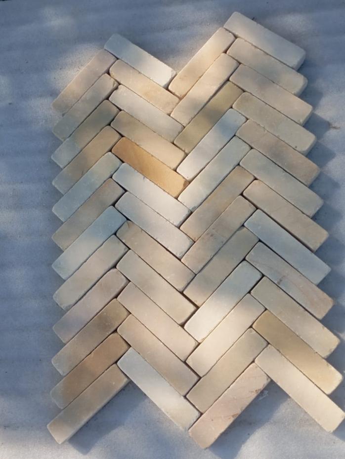 Beige Smooth Sandstone Slim Sett Pavers - 200x50x40mm