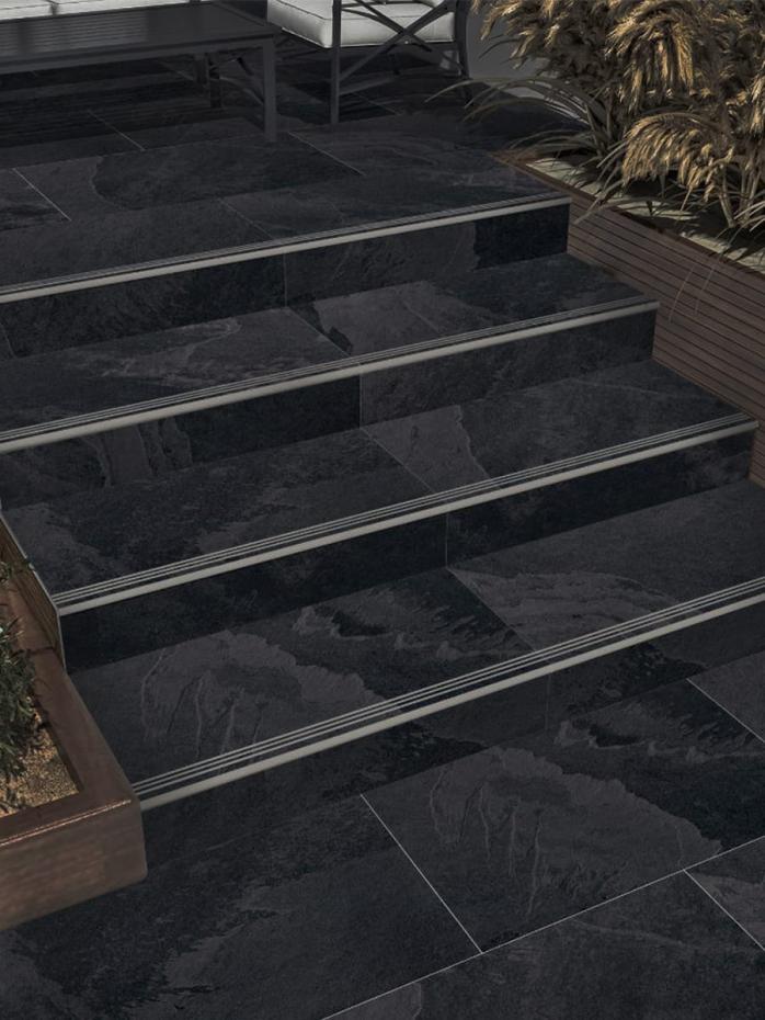 Brazil Black Porcelain Bullnose Tiles - 900x450x20mm