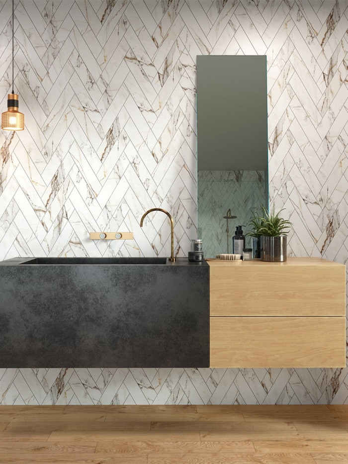 Calacatta Gold Chevron Tile - 80x400mm (LAST PACK)