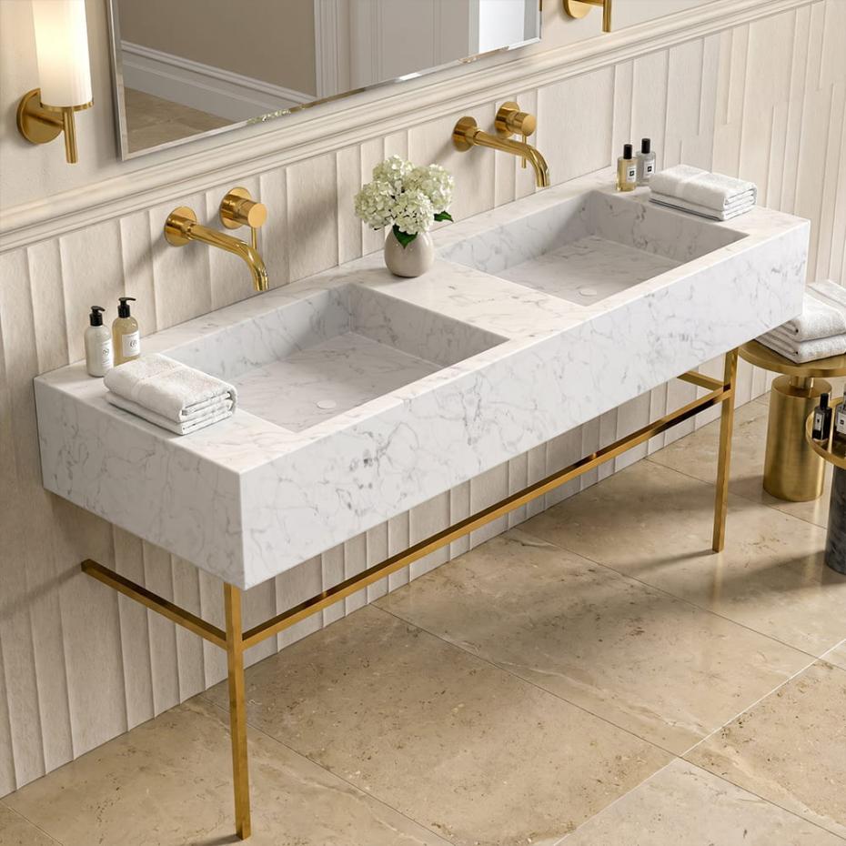 Carrara Marble Vanity Unit - 1200mm