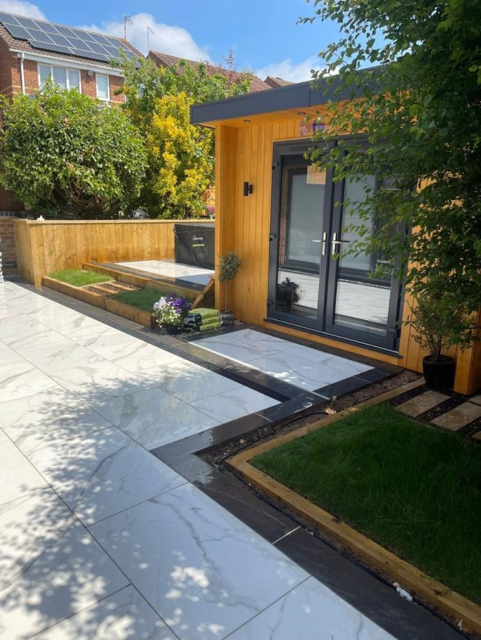 Carrara Marble Effect Outdoor Porcelain Slabs - 900x600x20mm