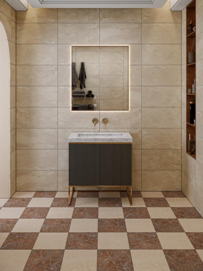 Belgravia Matt Black Fluted Floorstanding Vanity Unit With Marble Countertop - 800mm