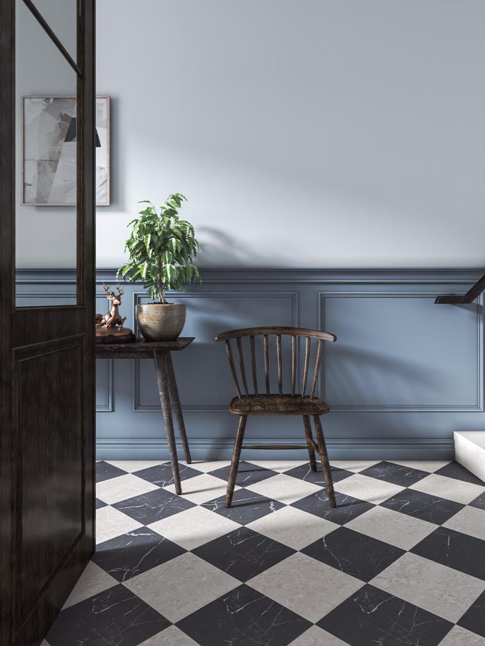 Lusso Noir Marble Effect Porcelain Tile - 300x300x12mm