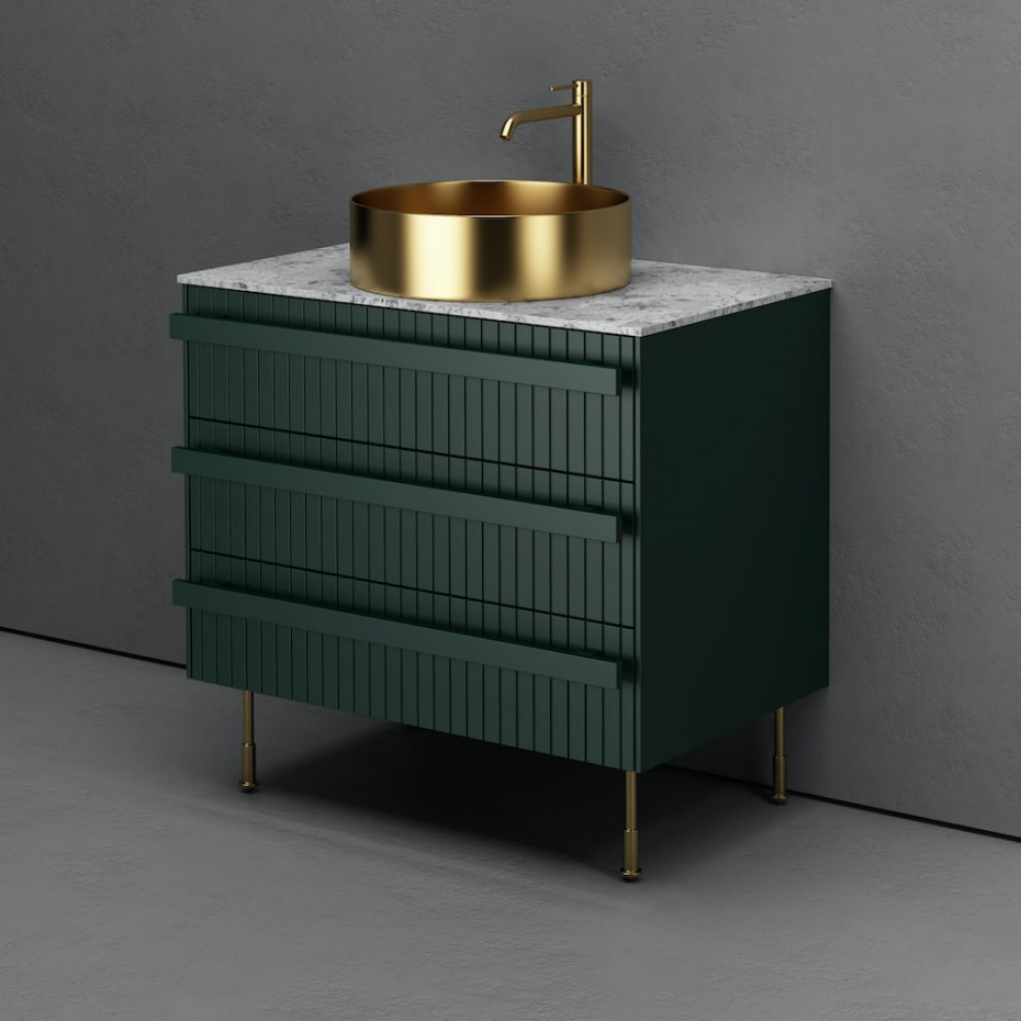 Capri Floor-standing Fluted Vanity With Gold Basin - 800mm