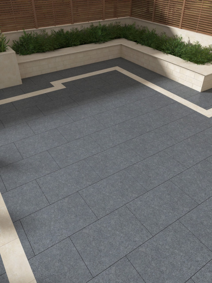 Sesame Dark Grey Granite Paving Slabs - 900x600 Pack