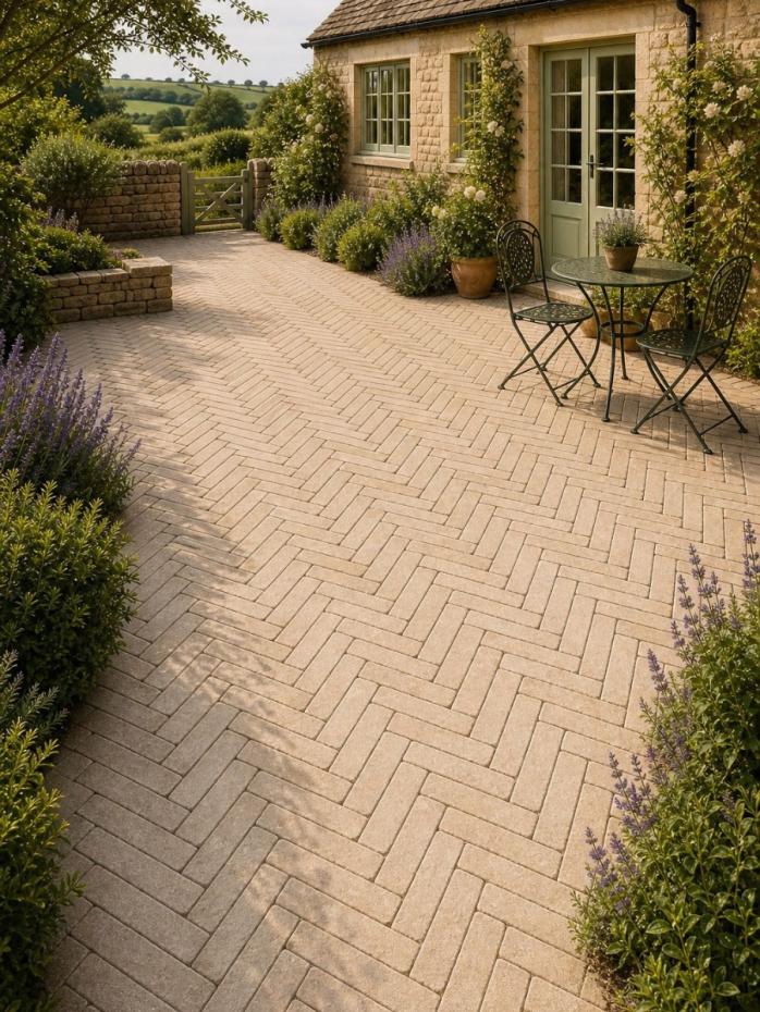 Desert Beige Limestone Slim Sett Pavers - 200x50x40mm