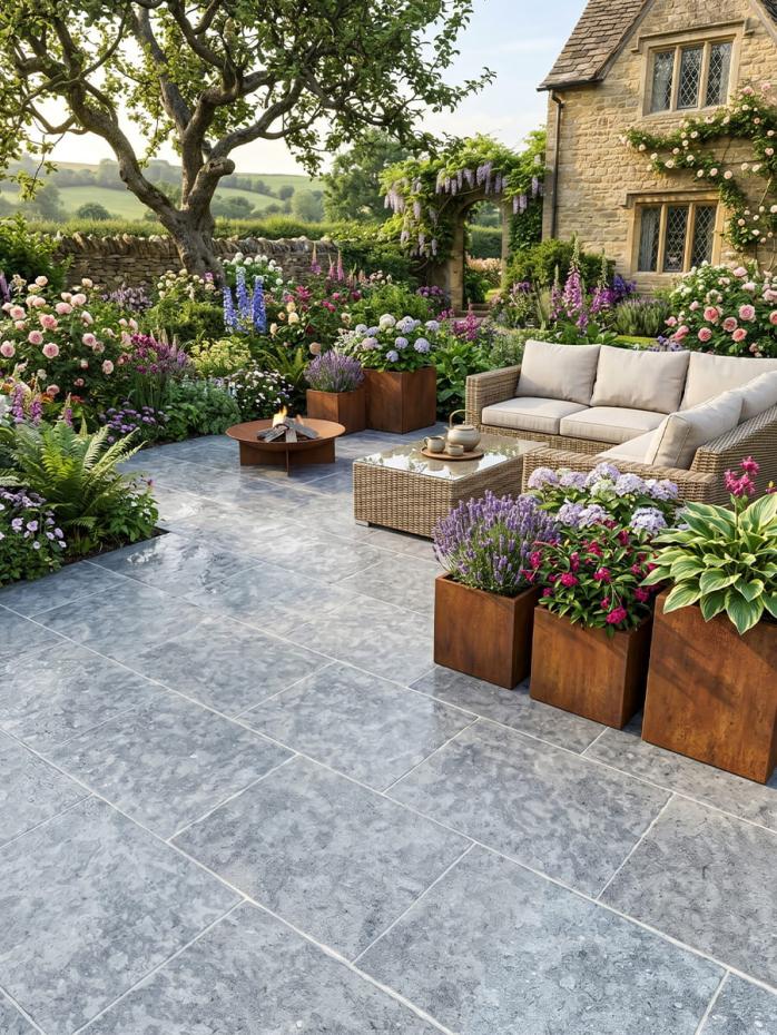 Dijon Grey Chiselled Limestone Effect Porcelain Paving Slab - 900x600x20mm