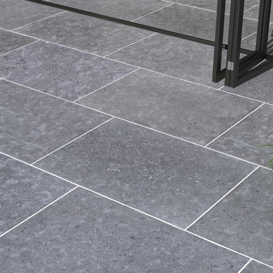 Dijon Grey Honed & Tumbled Limestone Paving Slabs - 900x600x20mm