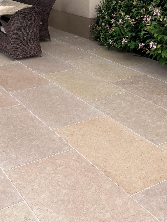 Dijon Honed & Tumbled Limestone Paving Slabs - 900x600x20mm