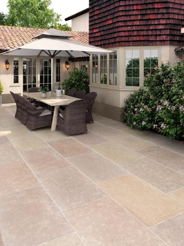 Dijon Honed & Tumbled Limestone Paving Slabs - 900x600x30mm