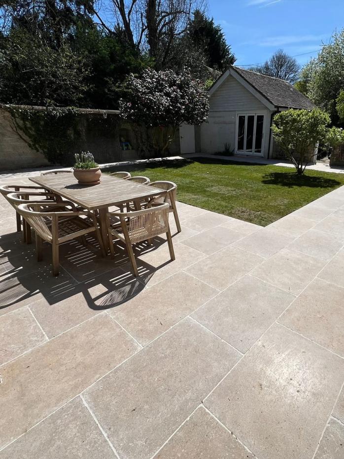 Dijon Brushed & Tumbled Limestone Paving Slabs - 900x600x20mm