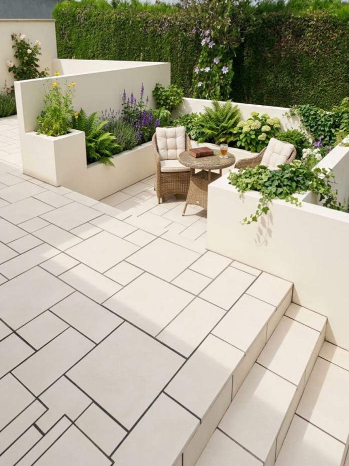 Eclipse Ivory Outdoor Porcelain Tiles - Mix Size Pack