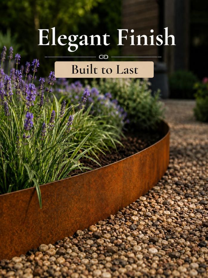 Corten Steel Lawn Edging 1075 x 75mm - Pre-Rusted (Pack of 5 Pcs)
