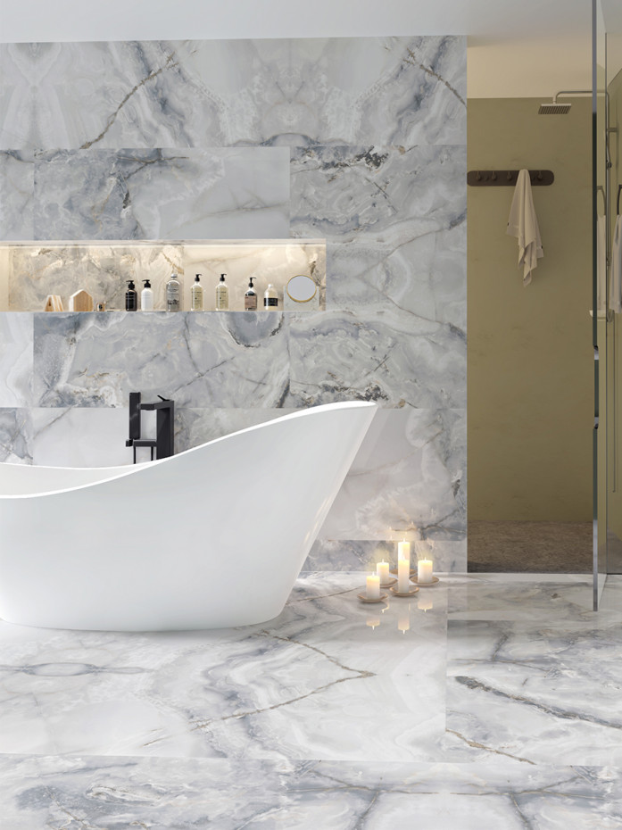 Eunoia Grey Onyx Gloss Tile - 1200x600mm