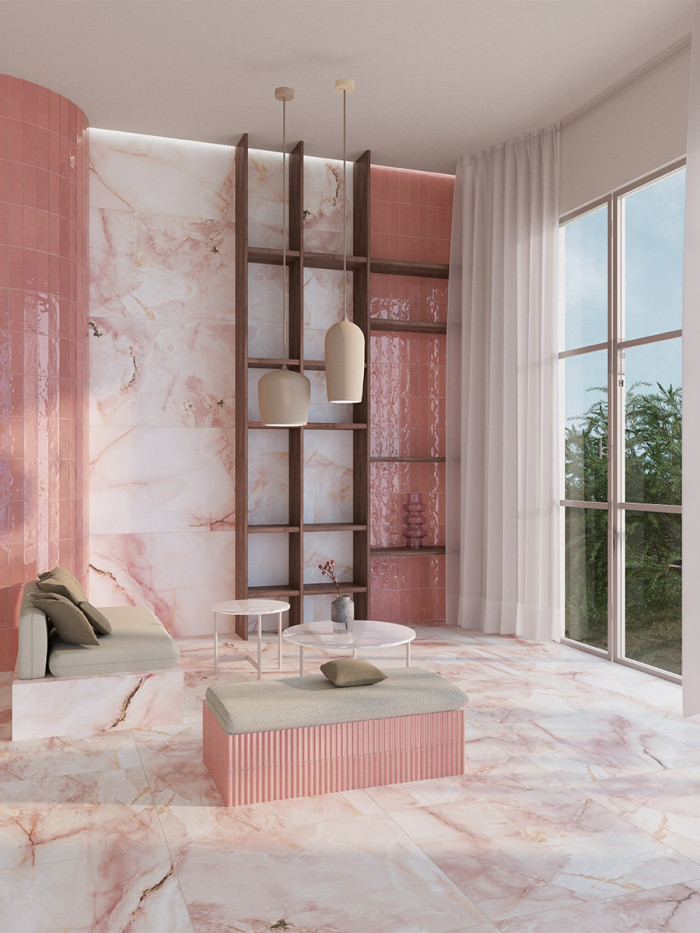 Eunoia Rosa Onyx Matt Tiles - 608x608mm