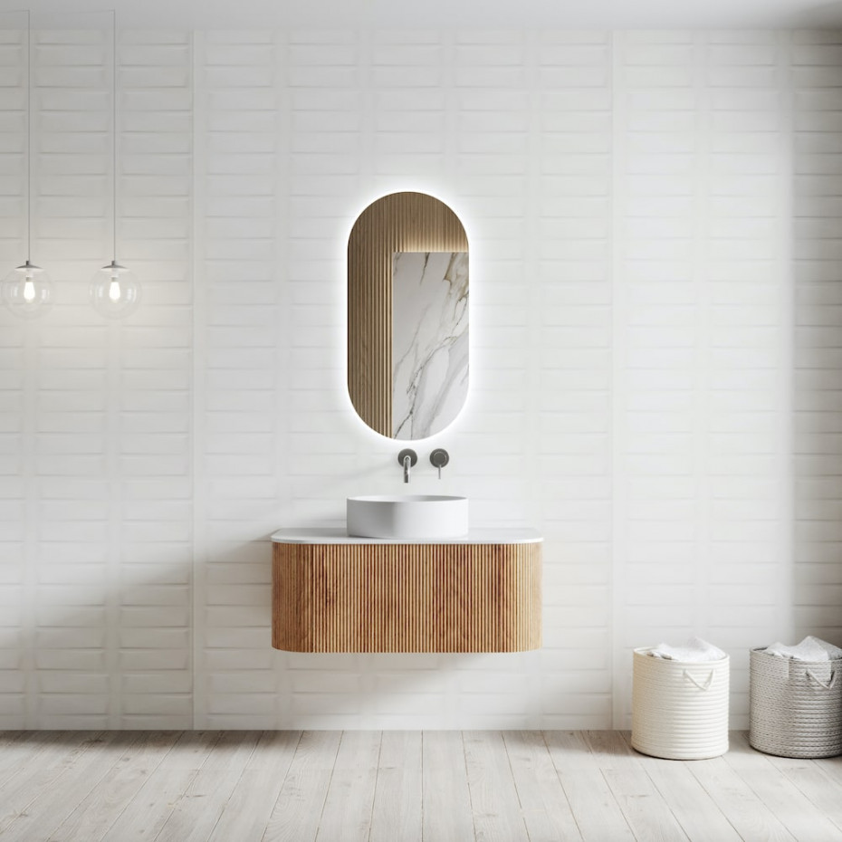 Bali Solid Wood Fluted Vanity - 900mm