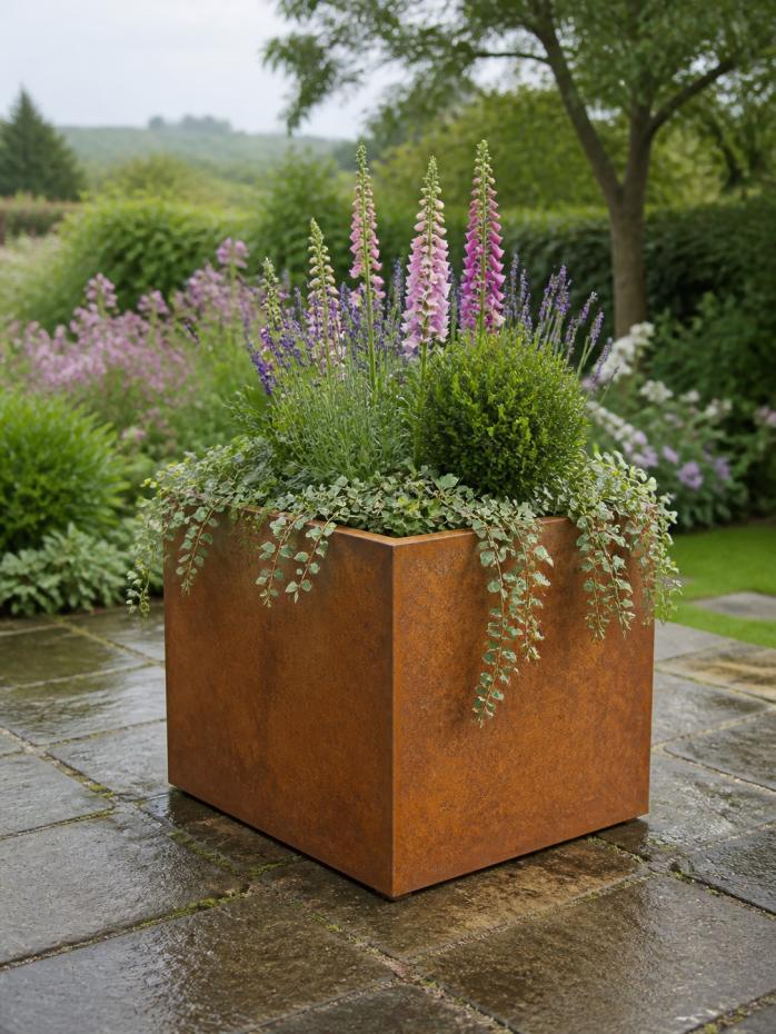 Corten Steel Planter - 500x500x500mm - Pre-Rusted