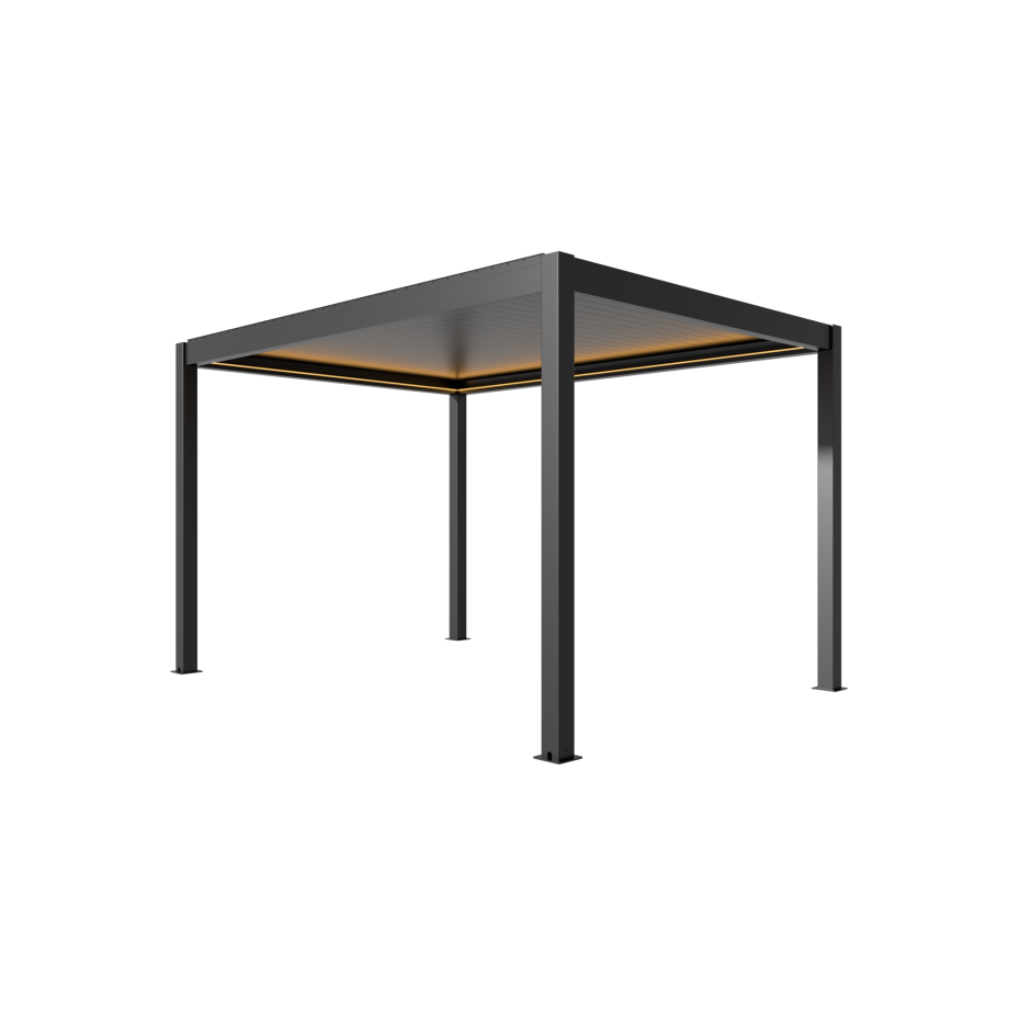 Villa Motorised Aluminium Pergola With Dimmable Lights in Graphite Grey - 3m x 4m
