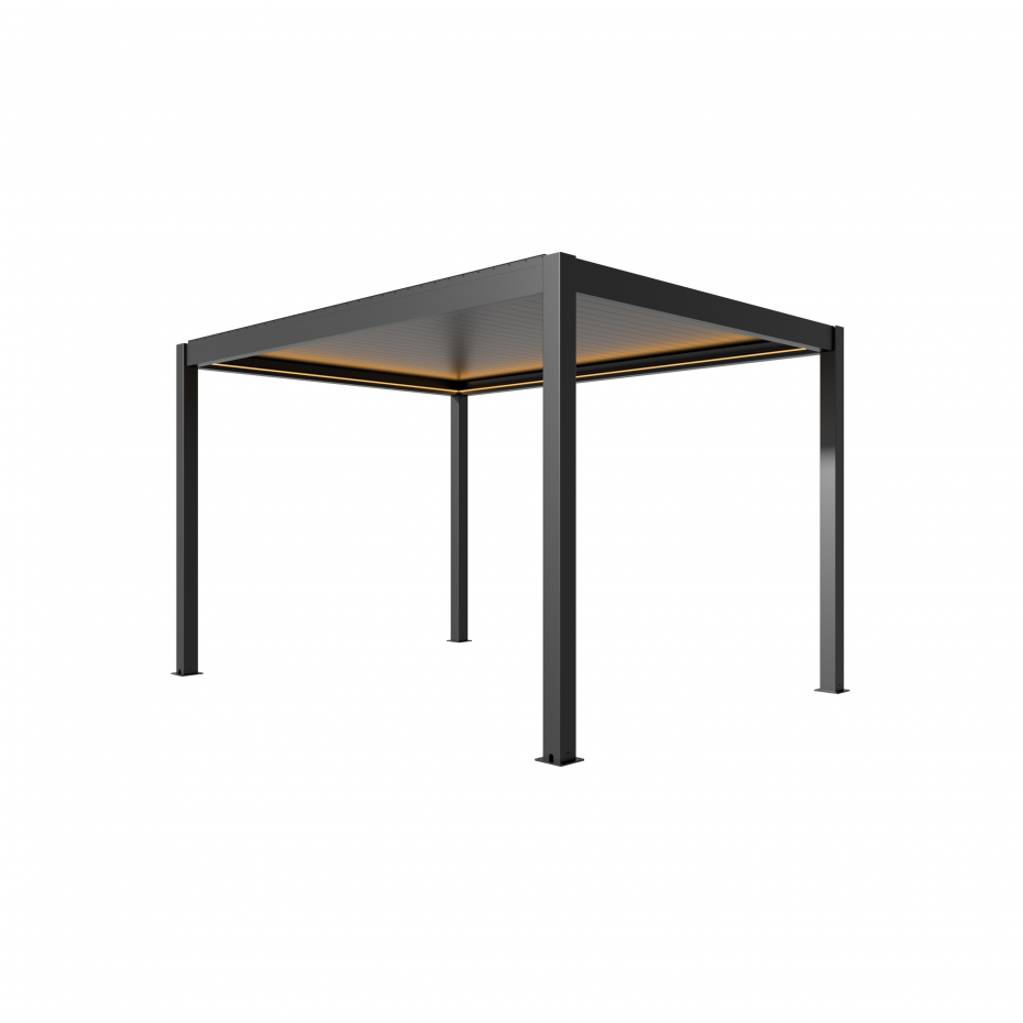 Villa Motorised Aluminium Pergola With Dimmable Lights in Graphite Grey - 3m x 4m