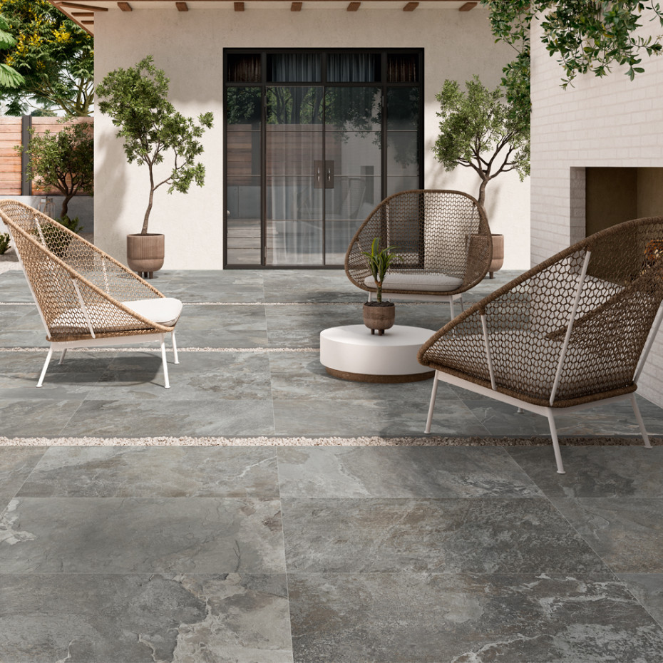 Multi Grey Slate Outdoor Porcelain - 900x600x20mm