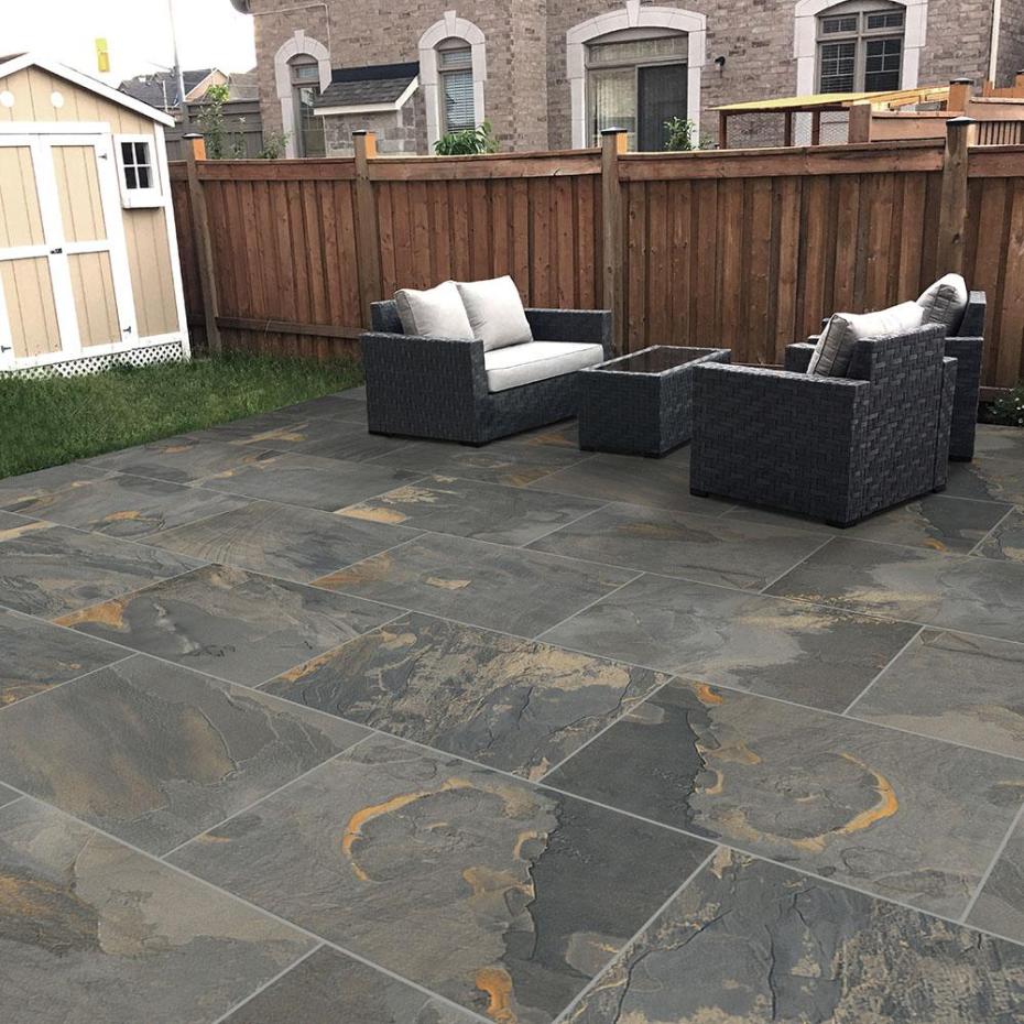 Multi Grey Outdoor Porcelain Tiles - 900x600x16mm