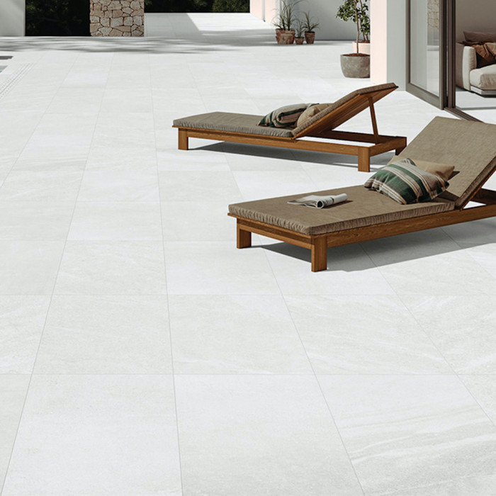 Idemo White Outdoor Porcelain Slabs - 900x600x16mm