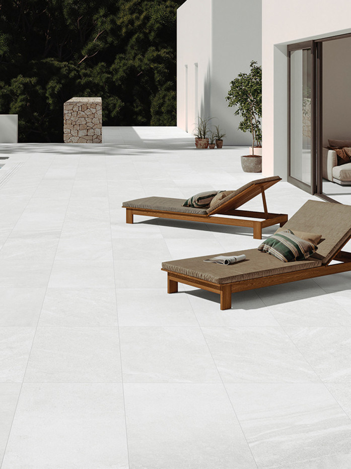 Idemo White Outdoor Porcelain Slabs - 900x600x16mm