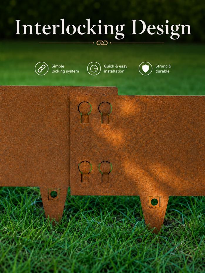 Corten Steel Lawn Edging 1075 x 75mm - Pre-Rusted (Pack of 5 Pcs)