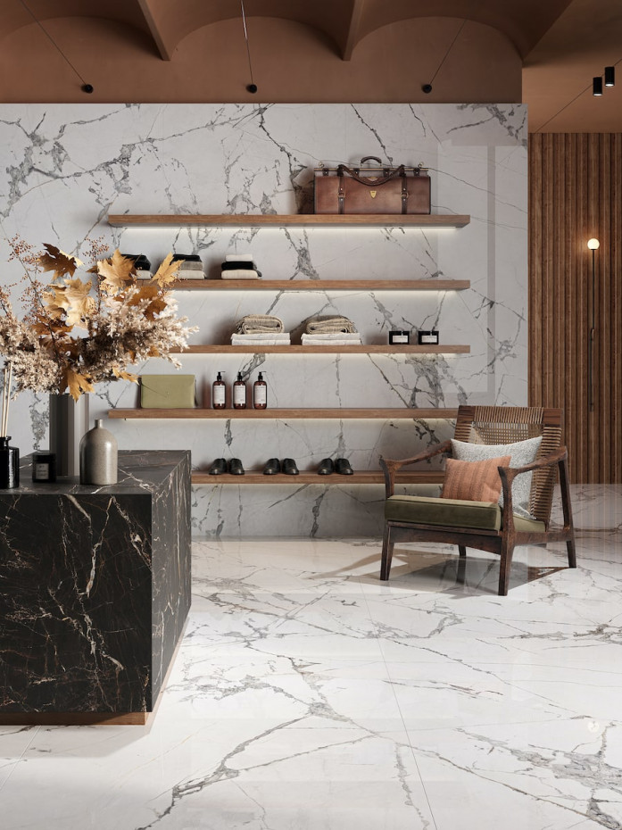 Invisible White Lastre Extra Large Porcelain Tiles - 1200x2800mm