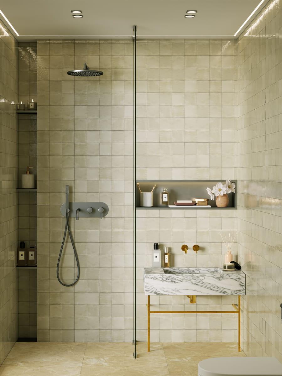 Marrakech Ivory Zellige Porcelain Tile - 100x100mm