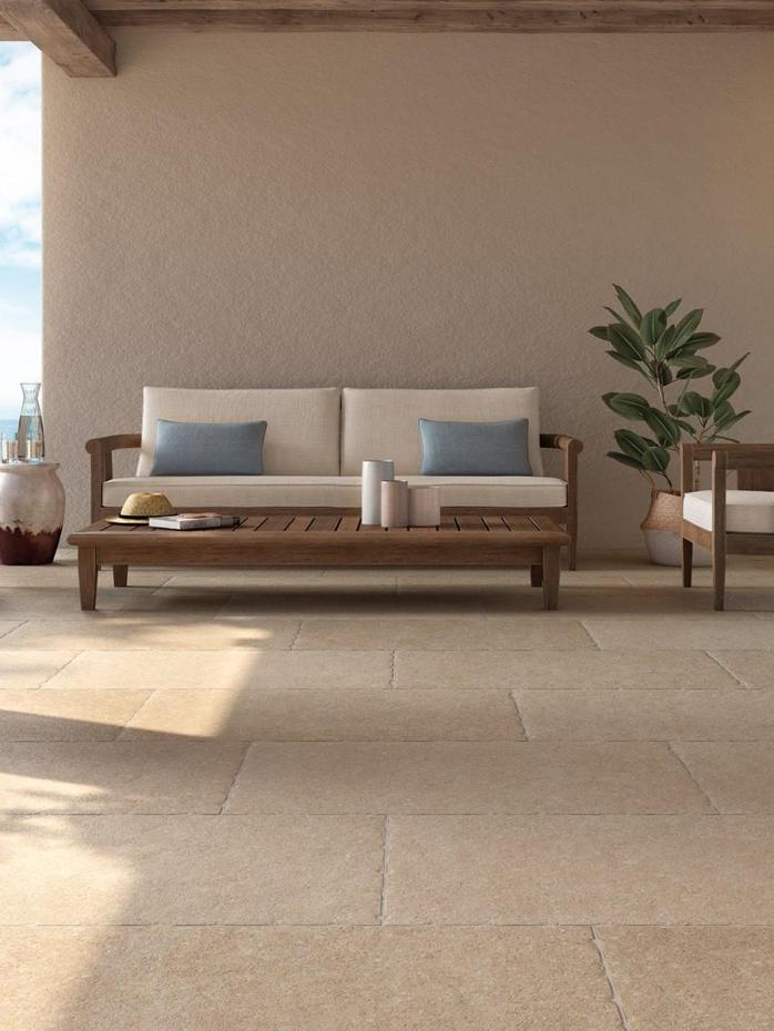 Jersey Beige Antique Chiselled Edge Porcelain Tile - 600x400x9.5mm