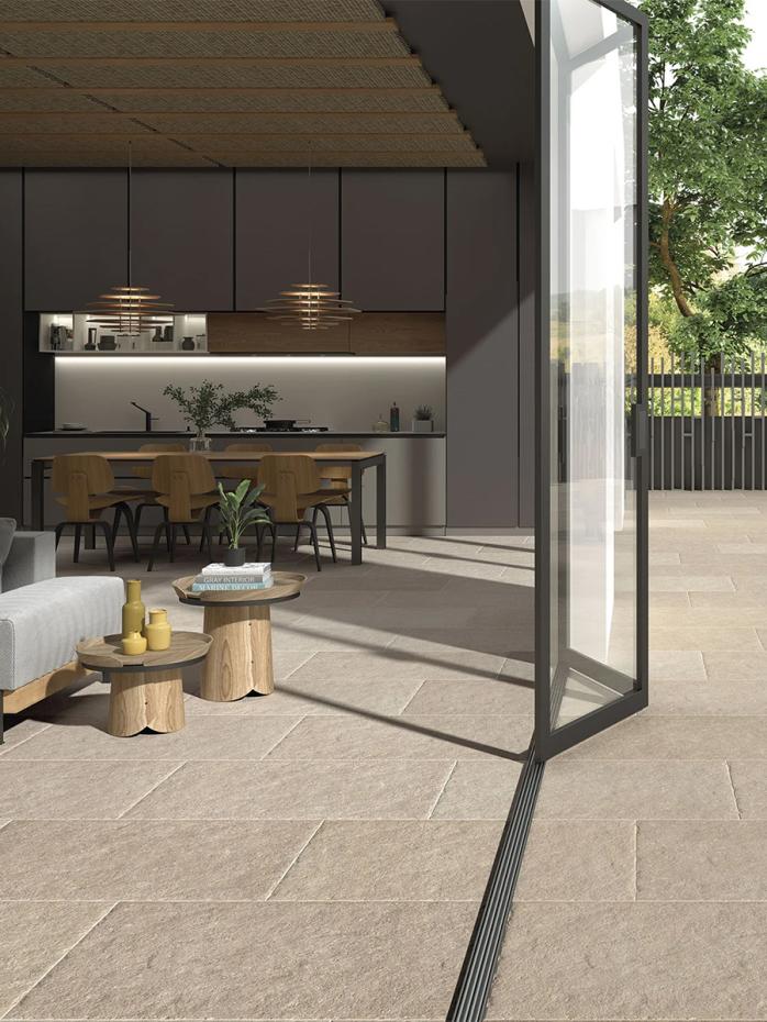 Jersey Beige Antique Chiselled Edge Porcelain Tile - 900x600x9.5mm
