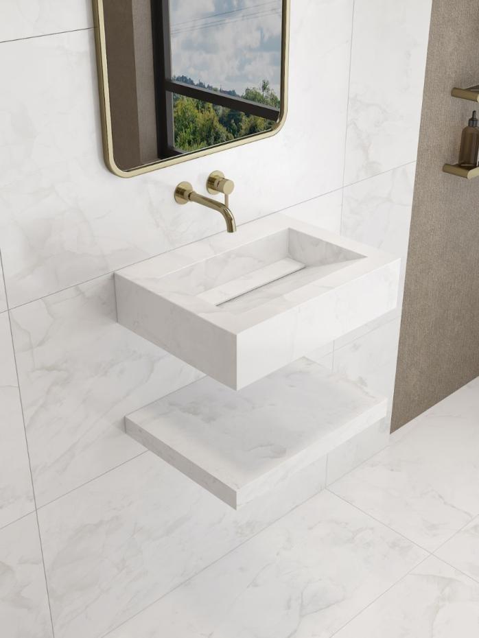 White Onyx Sink and Shelf - 600mm / 800mm