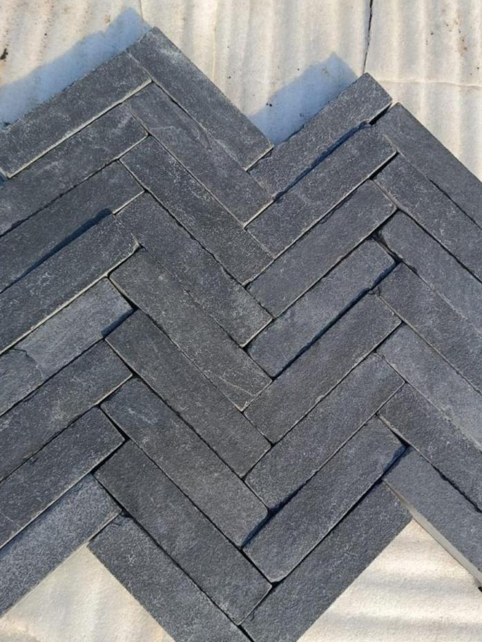 Kadappa Blue Black Tumbled Limestone Pavers - 200x50x40mm